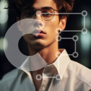 Intra Συλλεκτικό Ξύλινο Παζλ Plywood  4mm - Πορτρέτο ενός νεαρού άνδρα με γυαλιά και σοβαρή έκφραση Σε Ξύλινο Κουτί - Διαστάσεις Puzzle: 10x10 cm – 25 κομμάτια