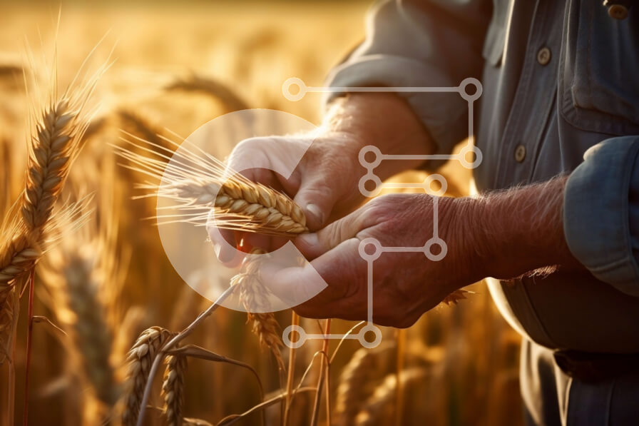 Intra Συλλεκτικό Ξύλινο Παζλ Plywood  4mm - Όμορφη εικόνα του ηλικιωμένου αγρότη στο χωράφι σίτου στο ηλιοβασίλεμα Σε Ξύλινο Κουτί - Διαστάσεις: 10x10 cm – 25 κομμάτια