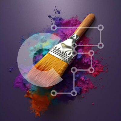 Intra Συλλεκτικό Ξύλινο Παζλ Plywood  4mm - Πινέλο με πολύχρωμη βαφή σε ζωηρό μωβ φόντο Σε Ξύλινο Κουτί - Διαστάσεις Puzzle: 10x10 cm – 25 κομμάτια - Image 1