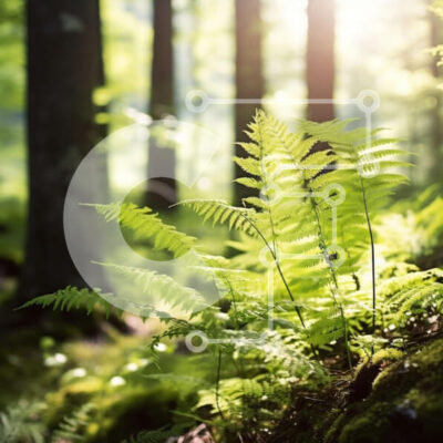 Intra Συλλεκτικό Ξύλινο Παζλ Plywood  4mm - Ήσυχο δάσος με πράσινες φτέρες και ανάλαφρο φως του ήλιου Σε Ξύλινο Κουτί - Διαστάσεις: 10x10 cm – 25 κομμάτια - Image 1