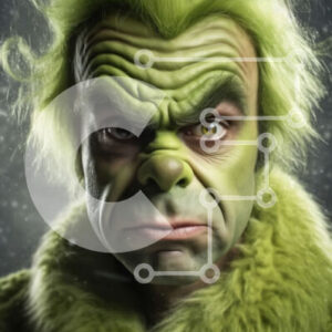 Intra Συλλεκτικό Ξύλινο Παζλ Plywood  4mm - Άνδρας με στολή Grinch με πράσινα μαλλιά Σε Ξύλινο Κουτί - Διαστάσεις Puzzle: 10x10 cm – 25 κομμάτια