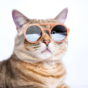 Intra Συλλεκτικό Ξύλινο Παζλ Plywood  4mm - Χαριτωμένη και αστεία γάτα που φοράει γυαλιά ηλίου Σε Ξύλινο Κουτί - Διαστάσεις: 10x10 cm – 25 κομμάτια