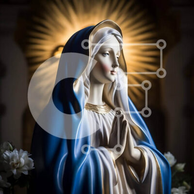 Intra Συλλεκτικό Ξύλινο Παζλ Plywood  4mm - Άγαλμα της Παναγίας σε θρησκευτικό χώρο με λουλούδια και κεριά Σε Ξύλινο Κουτί - Διαστάσεις Puzzle: 10x10 cm – 25 κομμάτια - Image 1