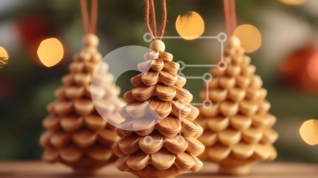 Intra Συλλεκτικό Ξύλινο Παζλ Plywood  4mm - Ξύλινα στολίδια πεύκου σε γιορτινό ξύλινο τραπέζι Σε Ξύλινο Κουτί - Διαστάσεις: 10x10 cm – 25 κομμάτια