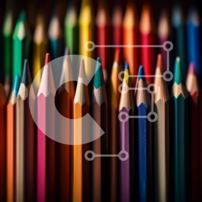 Intra Συλλεκτικό Ξύλινο Παζλ Plywood 4mm - Ζωντανή εικόνα με πολύχρωμα μολύβια σε μια γραμμή Σε Ξύλινο Κουτί - Διαστάσεις: 10x10 cm – 25 κομμάτια - Image 1