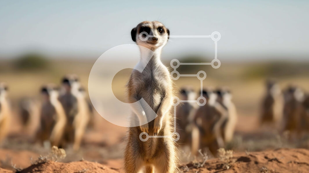 Intra Συλλεκτικό Ξύλινο Παζλ Plywood  4mm - Περίεργη Meerkat που στέκεται στην έρημο Σε Ξύλινο Κουτί - Διαστάσεις: 10x10 cm – 25 κομμάτια