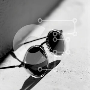 Intra Συλλεκτικό Ξύλινο Παζλ Plywood  4mm - Ασπρόμαυρα γυαλιά ηλίου που στηρίζονται στον τοίχο Σε Ξύλινο Κουτί - Διαστάσεις: 10x10 cm – 25 κομμάτια