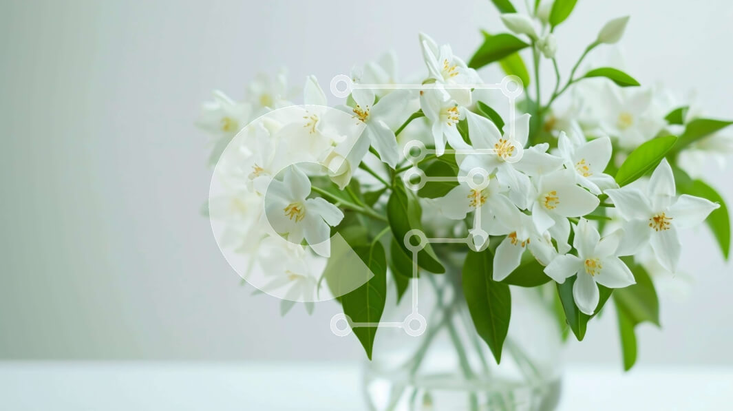 Intra Συλλεκτικό Ξύλινο Παζλ Plywood  4mm - Κομψά λευκά λουλούδια σε διάφανο βάζο Σε Ξύλινο Κουτί - Διαστάσεις Puzzle: 10x10 cm – 25 κομμάτια