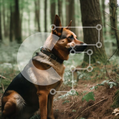 Intra Συλλεκτικό Ξύλινο Παζλ Plywood  4mm - Όμορφη εικόνα ενός γερμανικού ποιμενικού σκύλου στο δάσος Σε Ξύλινο Κουτί - Διαστάσεις: 10x10 cm – 25 κομμάτια - Image 1