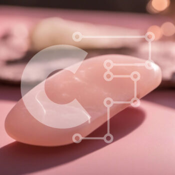 Intra Συλλεκτικό Ξύλινο Παζλ Plywood  4mm - Ροζ πέτρα για μασάζ ή απολέπιση σε πορτοκαλί τραπεζομάντιλο Σε Ξύλινο Κουτί - Διαστάσεις Puzzle: 10x10 cm – 25 κομμάτια - Image 1