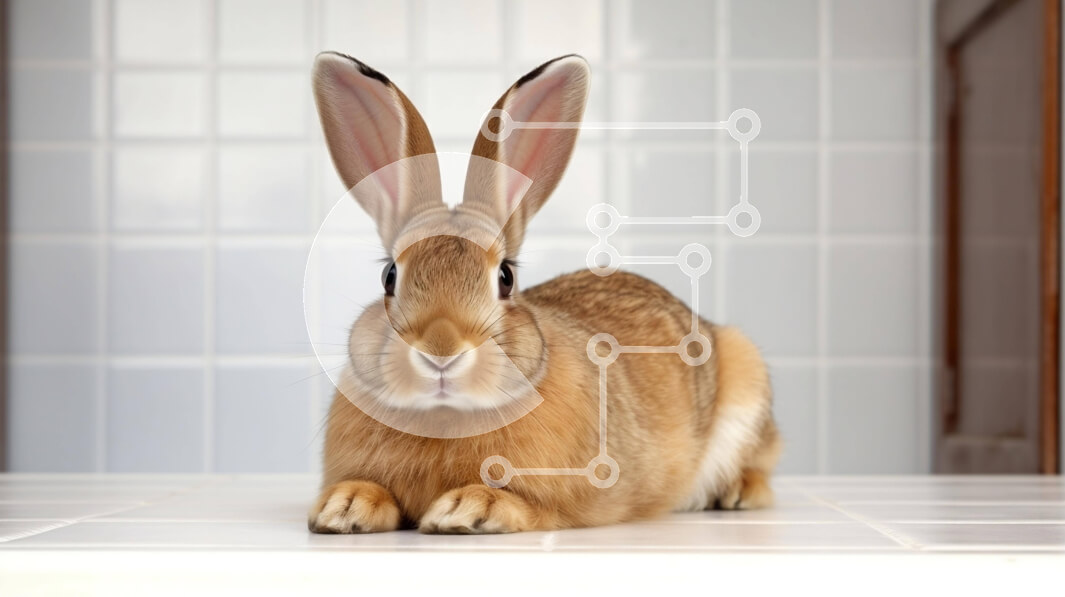 Intra Συλλεκτικό Ξύλινο Παζλ Plywood  4mm - Καφέ κουνέλι στο δάπεδο με πλακάκια μπροστά από την ανοιχτή πόρτα του μπάνιου Σε Ξύλινο Κουτί - Διαστάσεις: 10x10 cm – 25 κομμάτια