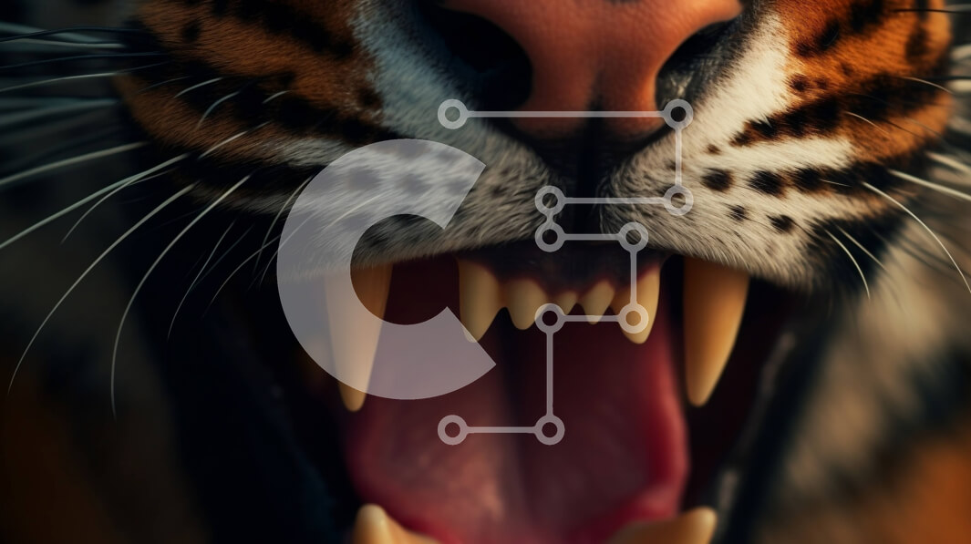 Intra Συλλεκτικό Ξύλινο Παζλ Plywood  4mm - Κοντινή εικόνα μιας τίγρης με ορθάνοιχτο στόμα Σε Ξύλινο Κουτί - Διαστάσεις: 10x10 cm – 25 κομμάτια