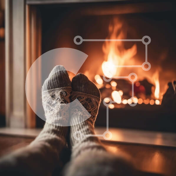 Intra Συλλεκτικό Ξύλινο Παζλ Plywood  4mm - Ζεστές πλεκτές κάλτσες μπροστά στο τζάκι Σε Ξύλινο Κουτί - Διαστάσεις Puzzle: 10x10 cm – 25 κομμάτια