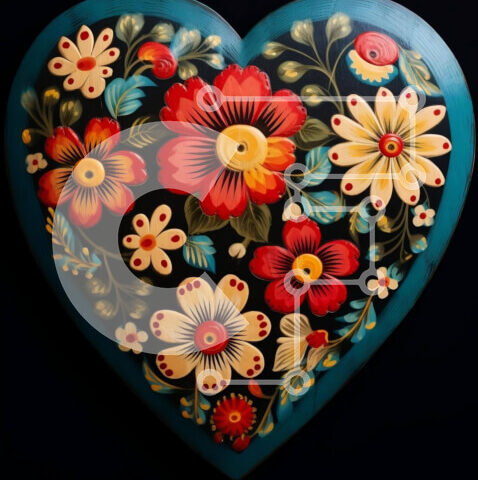 Intra Συλλεκτικό Ξύλινο Παζλ Plywood 4mm - Ξύλινο κουτί σε σχήμα καρδιάς με πολύχρωμα λουλούδια και πεταλούδες Σε Ξύλινο Κουτί - Διαστάσεις Puzzle: 10x10 cm – 25 κομμάτια - Image 1