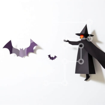 Intra Συλλεκτικό Ξύλινο Παζλ Plywood  4mm - Origami Μάγισσα με Νυχτερίδες - Διακόσμηση αποκριών Σε Ξύλινο Κουτί - Διαστάσεις Puzzle: 10x10 cm – 25 κομμάτια - Image 1