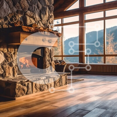 Intra Συλλεκτικό Ξύλινο Παζλ Plywood 4mm - Όμορφο σαλόνι με πέτρινο τζάκι και ξύλινα δοκάρια Σε Ξύλινο Κουτί - Διαστάσεις Puzzle: 10x10 cm – 25 κομμάτια - Image 1