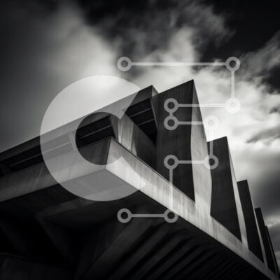 Intra Συλλεκτικό Ξύλινο Παζλ Plywood 4mm - Αφηρημένο ασπρόμαυρο κτήριο με γωνιακά σχήματα Σε Ξύλινο Κουτί - Διαστάσεις Puzzle: 10x10 cm – 25 κομμάτια - Image 1