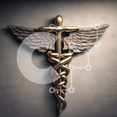 Intra Συλλεκτικό Ξύλινο Παζλ Plywood  4mm - Χρυσό ιατρικό σύμβολο κηρύκειο με φτερά Σε Ξύλινο Κουτί - Διαστάσεις Puzzle: 10x10 cm – 25 κομμάτια - Image 1
