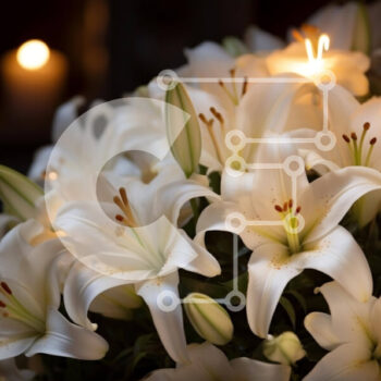 Intra Συλλεκτικό Ξύλινο Παζλ Plywood  4mm - Μπουκέτο λευκά κρίνα με κεριά Σε Ξύλινο Κουτί - Διαστάσεις Puzzle: 10x10 cm – 25 κομμάτια - Image 1