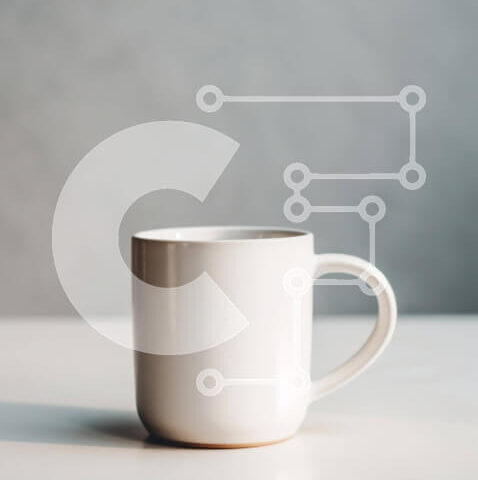 Intra Συλλεκτικό Ξύλινο Παζλ Plywood  4mm - Λευκή κούπα καφέ σε άδειο τραπέζι με γκρι φόντο Σε Ξύλινο Κουτί - Διαστάσεις: 10x10 cm – 25 κομμάτια - Image 1