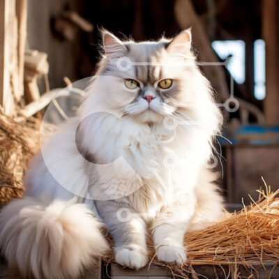 Intra Συλλεκτικό Ξύλινο Παζλ Plywood  4mm - Αξιολάτρευτη εικόνα μιας χνουδωτής λευκής γάτας σε έναν αχυρώνα Σε Ξύλινο Κουτί - Διαστάσεις: 10x10 cm – 25 κομμάτια - Image 1