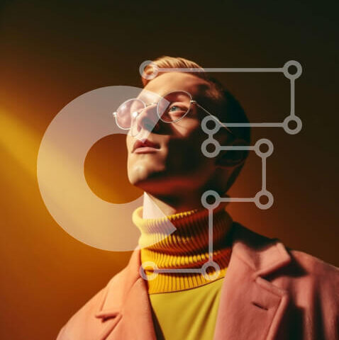 Intra Συλλεκτικό Ξύλινο Παζλ Plywood  4mm - Κομψός άνδρας που κοιτάζει ψηλά στην πηγή φωτός Σε Ξύλινο Κουτί - Διαστάσεις Puzzle: 10x10 cm – 25 κομμάτια - Image 1