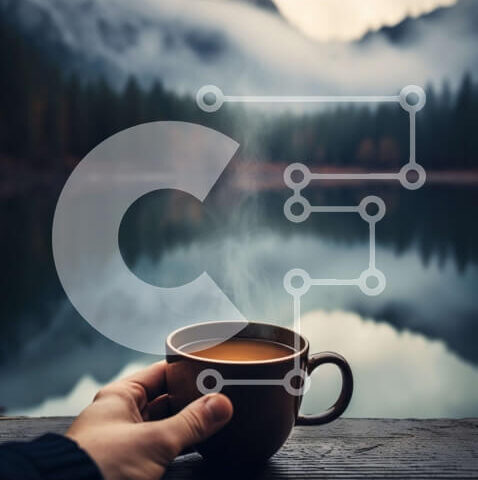 Intra Συλλεκτικό Ξύλινο Παζλ Plywood 4mm - Πρωινός καφές με θέα στο βουνό Σε Ξύλινο Κουτί - Διαστάσεις: 10x10 cm – 25 κομμάτια - Image 1