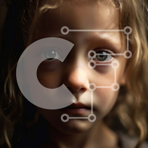 Intra Συλλεκτικό Ξύλινο Παζλ Plywood  4mm - Πορτρέτο ενός λυπημένου νεαρού κοριτσιού με σγουρά μαλλιά και μεγάλα καστανά μάτια Σε Ξύλινο Κουτί - Διαστάσεις Puzzle: 10x10 cm – 25 κομμάτια - Image 1