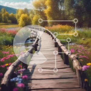 Intra Συλλεκτικό Ξύλινο Παζλ Plywood  4mm - Ειδυλλιακή ξύλινη γέφυρα στο φυσικό τοπίο Σε Ξύλινο Κουτί - Διαστάσεις: 10x10 cm – 25 κομμάτια