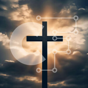 Intra Συλλεκτικό Ξύλινο Παζλ Plywood  4mm - Μαύρος Σταυρός που συμβολίζει τη χριστιανική πίστη στον συννεφιασμένο ουρανό Σε Ξύλινο Κουτί - Διαστάσεις Puzzle: 10x10 cm – 25 κομμάτια