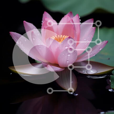 Intra Συλλεκτικό Ξύλινο Παζλ Plywood 4mm - Όμορφη εικόνα ενός ροζ λουλουδιού λωτού σε σκούρο νερό με μαξιλαράκια κρίνου Σε Ξύλινο Κουτί - Διαστάσεις: 10x10 cm – 25 κομμάτια - Image 1