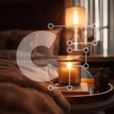 Intra Συλλεκτικό Ξύλινο Παζλ Plywood 4mm - Άνετο υπνοδωμάτιο με κερί στο κομοδίνο Σε Ξύλινο Κουτί - Διαστάσεις Puzzle: 10x10 cm – 25 κομμάτια - Image 1