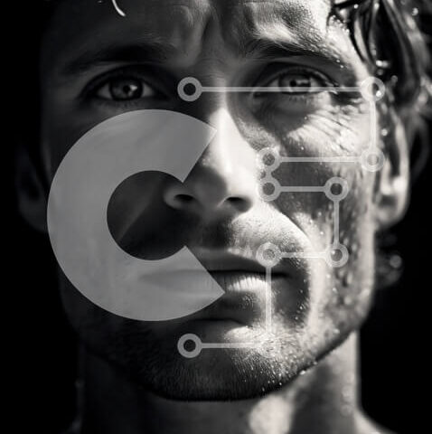 Intra Συλλεκτικό Ξύλινο Παζλ Plywood  4mm - Ασπρόμαυρο πορτρέτο ενός τραχύ άνδρα με γένια Σε Ξύλινο Κουτί - Διαστάσεις Puzzle: 10x10 cm – 25 κομμάτια - Image 1