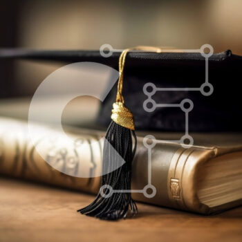 Intra Συλλεκτικό Ξύλινο Παζλ Plywood  4mm - Καπέλο και φούντα αποφοίτησης σε μια στοίβα βιβλίων - Φωτογραφία Αρχείου Εκπαίδευσης Σε Ξύλινο Κουτί - Διαστάσεις Puzzle: 10x10 cm – 25 κομμάτια - Image 1