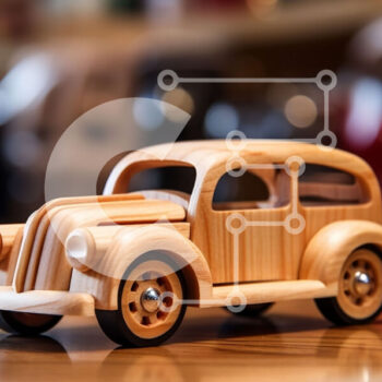 Intra Συλλεκτικό Ξύλινο Παζλ Plywood  4mm - Vintage Ξύλινο αυτοκίνητο παιχνιδιών σε ξύλινο τραπέζι Σε Ξύλινο Κουτί - Διαστάσεις: 10x10 cm – 25 κομμάτια - Image 1