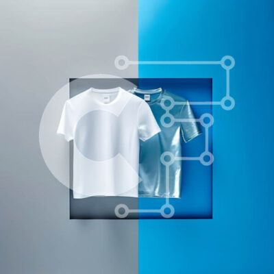 Intra Συλλεκτικό Ξύλινο Παζλ Plywood  4mm - Απλό λευκό T-shirt κρεμασμένο σε μπλε και γκρι δωμάτιο Σε Ξύλινο Κουτί - Διαστάσεις Puzzle: 10x10 cm – 25 κομμάτια - Image 1