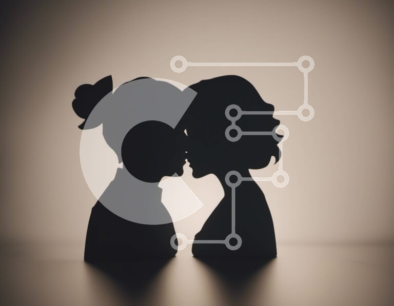 Intra Συλλεκτικό Ξύλινο Παζλ Plywood  4mm - Σιλουέτα ενός ζευγαριού που φιλιέται με πάθος Σε Ξύλινο Κουτί - Διαστάσεις Puzzle: 10x10 cm – 25 κομμάτια