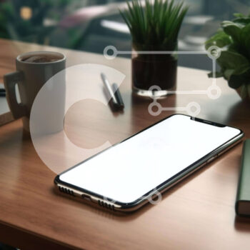 Intra Συλλεκτικό Ξύλινο Παζλ Plywood  4mm - Λευκό Smartphone και φορητός υπολογιστής σε δρύινο ξύλινο γραφείο Σε Ξύλινο Κουτί - Διαστάσεις Puzzle: 10x10 cm – 25 κομμάτια - Image 1