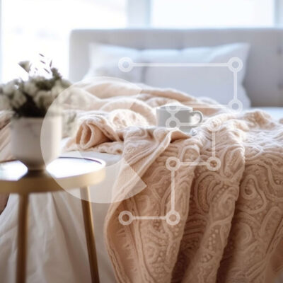 Intra Συλλεκτικό Ξύλινο Παζλ Plywood  4mm - Άνετη μπεζ κουβέρτα σε λευκό κρεβάτι με λευκά μαξιλάρια Σε Ξύλινο Κουτί - Διαστάσεις Puzzle: 10x10 cm – 25 κομμάτια - Image 1