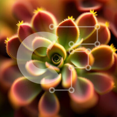 Intra Συλλεκτικό Ξύλινο Παζλ Plywood  4mm - Ζωντανό παχύφυτο με έντονα κόκκινα και κίτρινα άνθη Σε Ξύλινο Κουτί - Διαστάσεις: 10x10 cm – 25 κομμάτια - Image 1