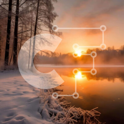 Intra Συλλεκτικό Ξύλινο Παζλ Plywood  4mm - Γραφική χιονισμένη λίμνη στο ηλιοβασίλεμα Σε Ξύλινο Κουτί - Διαστάσεις: 10x10 cm – 25 κομμάτια - Image 1