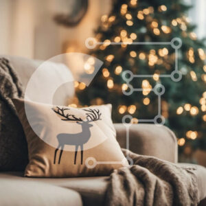 Intra Συλλεκτικό Ξύλινο Παζλ Plywood  4mm - Άνετο σαλόνι με χριστουγεννιάτικη διακόσμηση Σε Ξύλινο Κουτί - Διαστάσεις Puzzle: 10x10 cm – 25 κομμάτια