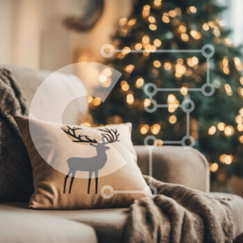 Intra Συλλεκτικό Ξύλινο Παζλ Plywood  4mm - Άνετο σαλόνι με χριστουγεννιάτικη διακόσμηση Σε Ξύλινο Κουτί - Διαστάσεις Puzzle: 10x10 cm – 25 κομμάτια - Image 1