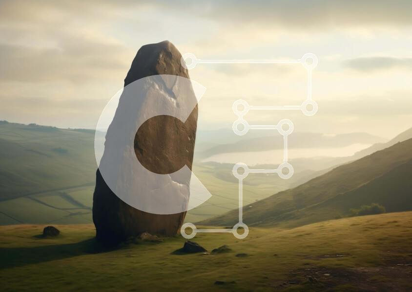 Intra Συλλεκτικό Ξύλινο Παζλ Plywood  4mm - Μεγάλος βράχος στο Grassy Hillside Σε Ξύλινο Κουτί - Διαστάσεις: 10x10 cm – 25 κομμάτια