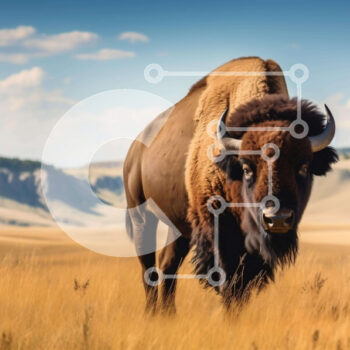 Intra Συλλεκτικό Ξύλινο Παζλ Plywood 4mm - Majestic Bison που περιπλανιέται στο Grassy Field Σε Ξύλινο Κουτί - Διαστάσεις: 10x10 cm – 25 κομμάτια - Image 1