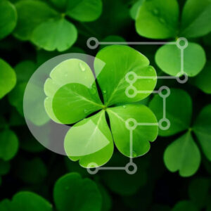 Intra Συλλεκτικό Ξύλινο Παζλ Plywood  4mm - Τετράφυλλο τριφύλλι που περιβάλλεται από πράσινα φύλλα Σε Ξύλινο Κουτί - Διαστάσεις: 10x10 cm – 25 κομμάτια