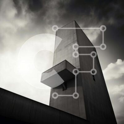 Intra Συλλεκτικό Ξύλινο Παζλ Plywood 4mm - Σόλο γκρι κτήριο στον συννεφιασμένο ουρανό Σε Ξύλινο Κουτί - Διαστάσεις Puzzle: 10x10 cm – 25 κομμάτια - Image 1