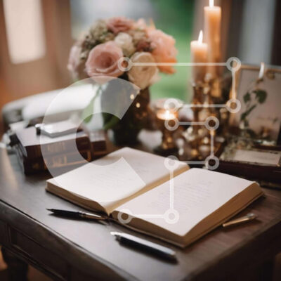 Intra Συλλεκτικό Ξύλινο Παζλ Plywood  4mm - Ανοιχτό βιβλίο σε ξύλινο τραπέζι με λουλούδια και κεριά Σε Ξύλινο Κουτί - Διαστάσεις Puzzle: 10x10 cm – 25 κομμάτια - Image 1