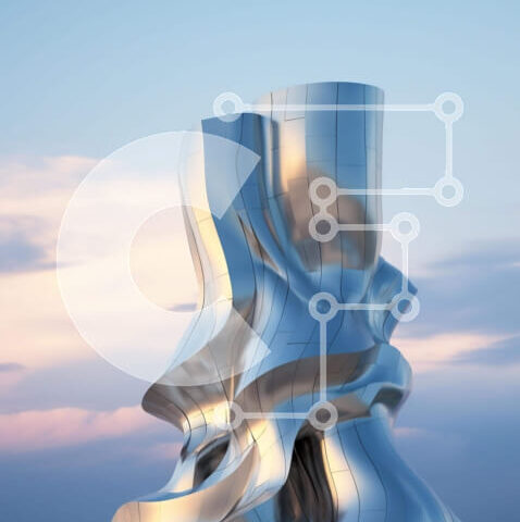 Intra Συλλεκτικό Ξύλινο Παζλ Plywood  4mm - Φουτουριστικό πλωτό γλυπτό σε ασημί μέταλλο Σε Ξύλινο Κουτί - Διαστάσεις Puzzle: 10x10 cm – 25 κομμάτια - Image 1