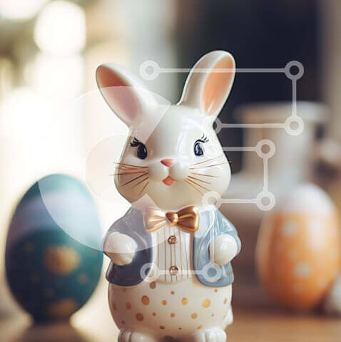 Intra Συλλεκτικό Ξύλινο Παζλ Plywood 4mm - Πασχαλινό λαγουδάκι και πολύχρωμα αυγά Σε Ξύλινο Κουτί - Διαστάσεις Puzzle: 10x10 cm – 25 κομμάτια - Image 1